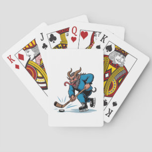 Spooky Krampus Playing Ice Hockey Christmas  Cards