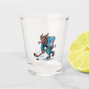 Spooky Krampus Playing Ice Hockey Christmas  Shot Glass