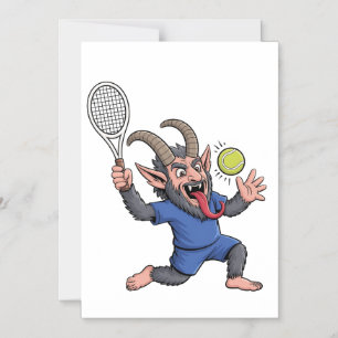 Spooky Krampus Playing Tennis Christmas  Magnetic Invitation