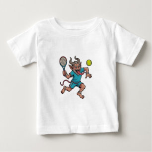Spooky Krampus Playing Tennis Christmas Sport Baby T-Shirt