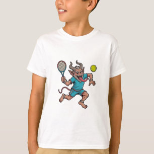 Spooky Krampus Playing Tennis Christmas Sport T-Shirt