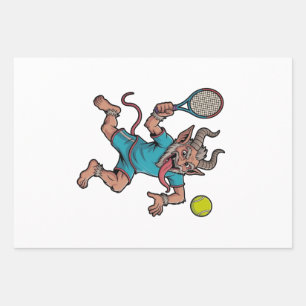 Spooky Krampus Playing Tennis Christmas Sport Wrapping Paper Sheet