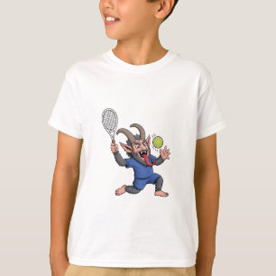 Spooky Krampus Playing Tennis Christmas T-Shirt