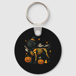 Spooky Labrador Retriever Dog Witch Hat Halloween Key Ring