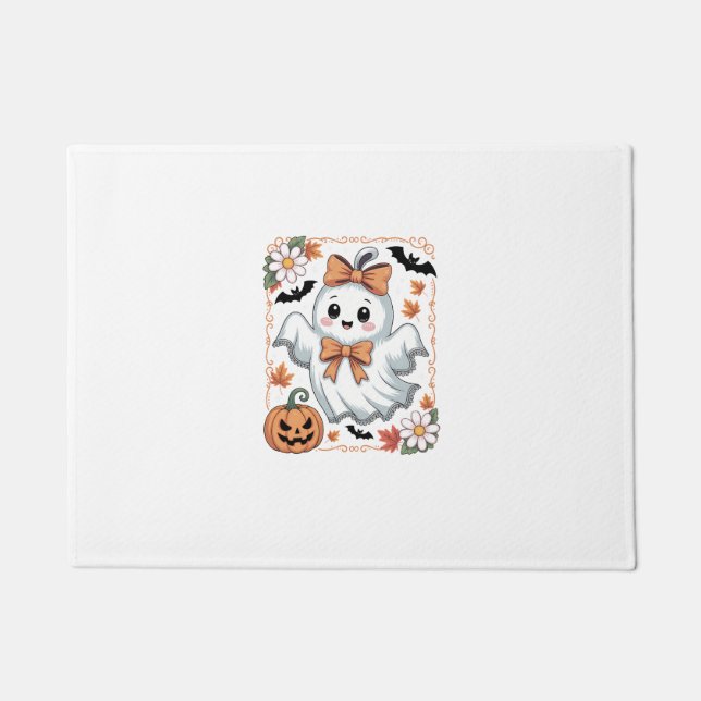 Spooky Lace Ghost Halloween Doormat (Front)