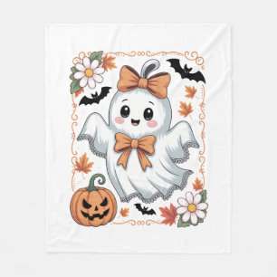 Spooky Lace Ghost Halloween Fleece Blanket