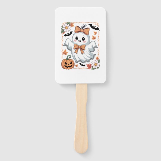 Spooky Lace Ghost Halloween Hand Fan (Front)