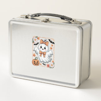 Spooky Lace Ghost Halloween Metal Lunch Box