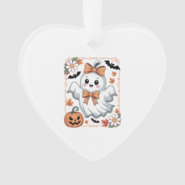 Spooky Lace Ghost Halloween Ornament (Front)