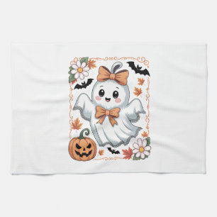 Spooky Lace Ghost Halloween Tea Towel