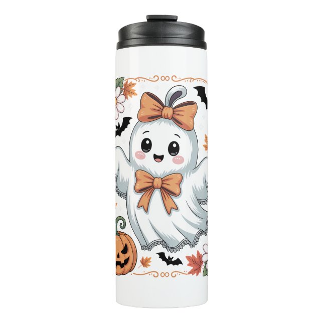 Spooky Lace Ghost Halloween Thermal Tumbler (Front)
