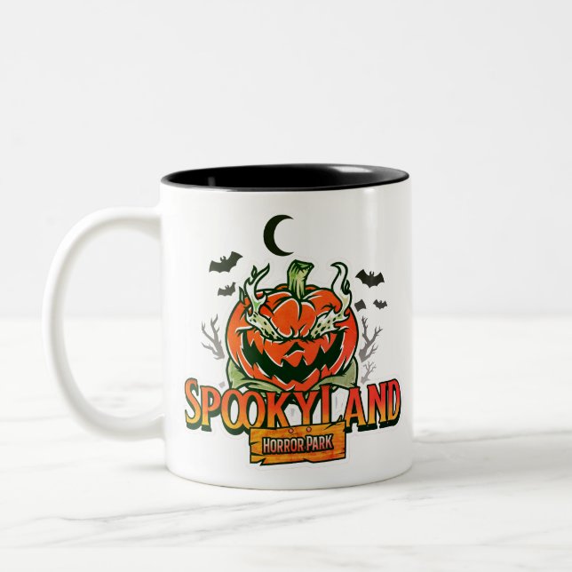 Spooky Land Horror Park Two-Tone Coffee Mug (Left)