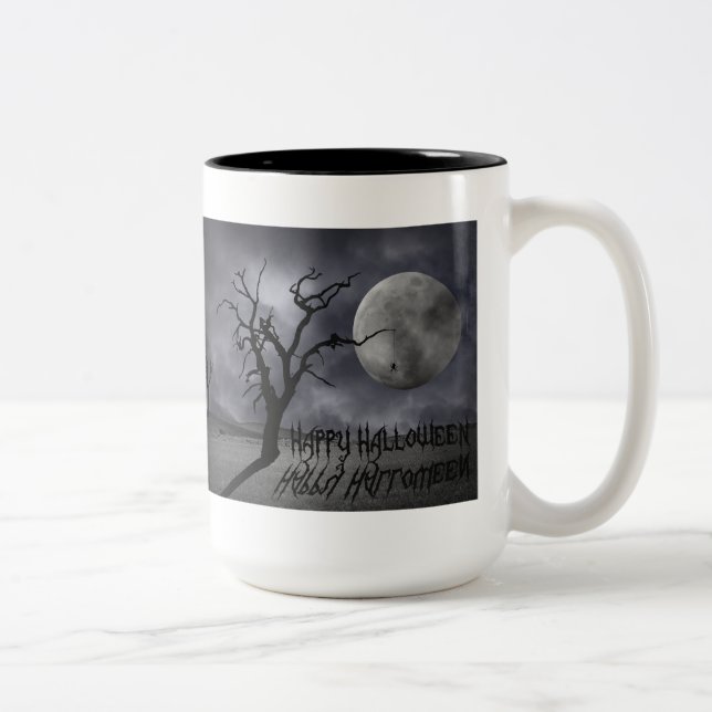 Spooky Landscape Halloween Two-Tone Coffee Mug (Right)