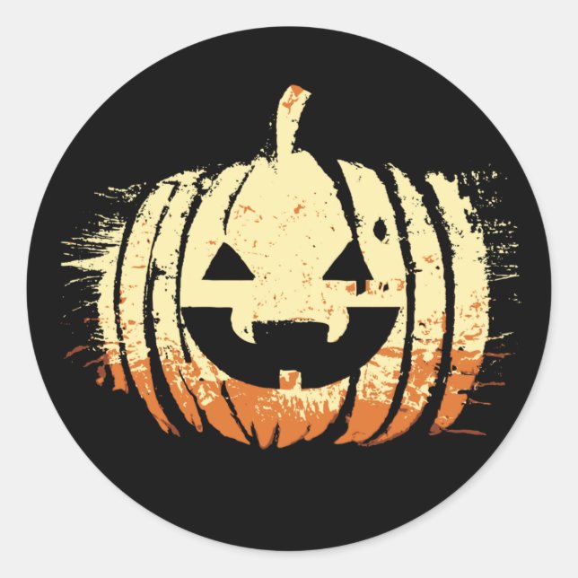 Spooky Laughing Pumpkin Head | Halloween Classic Round Sticker (Front)