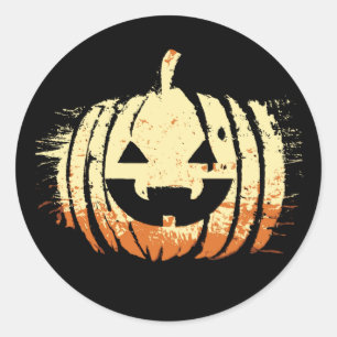 Spooky Laughing Pumpkin Head Halloween Classic Round Sticker