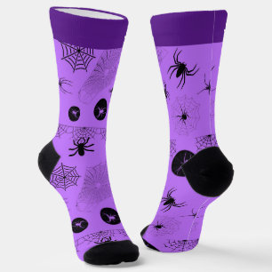 Spooky Lavender & Black Halloween Socks with Name