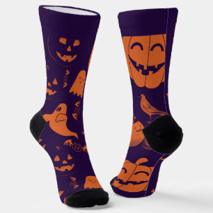 Spooky Lavender & Black Halloween Socks with Name