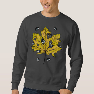 Spooky Leaf Creepy Eyes Weird Goth Sweatshirt