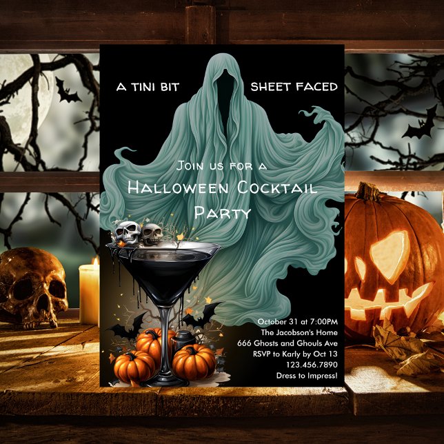 Spooky Let's Get Sheet Faced Funny Halloween Party Invitation (Creator Uploaded)