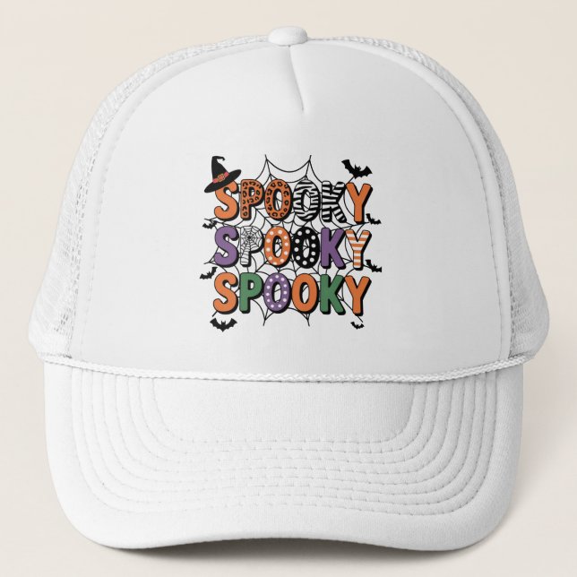  Spooky Lettering  Witch Hat and Bats Halloween  (Front)