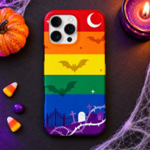 Spooky LGBTQ Rainbow Flag Halloween Graveyard