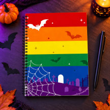 Spooky LGBTQ Rainbow Flag Halloween Graveyard