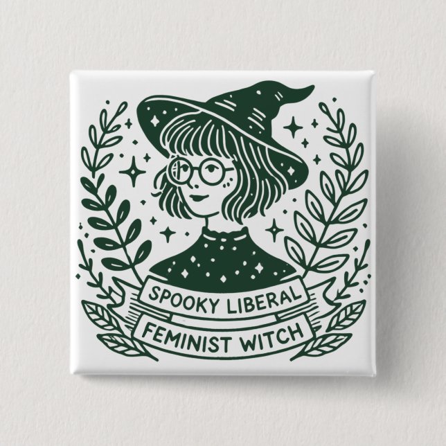 SPOOKY liberal Feminist Witch  15 Cm Square Badge (Front)