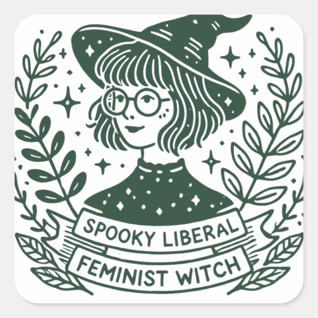 SPOOKY liberal Feminist Witch  Square Sticker (Front)
