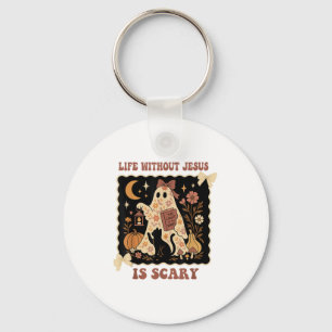 Spooky Life Is Scary Without Jesus Christian Hallo Key Ring