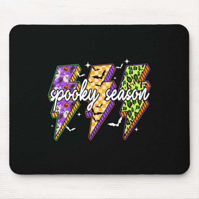 Spooky Lightning Bolt Funny Halloween Spooky Seaso Mouse Mat (Front)
