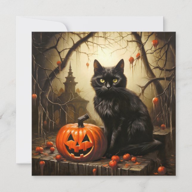 Spooky Little Black Cat Card (Front)