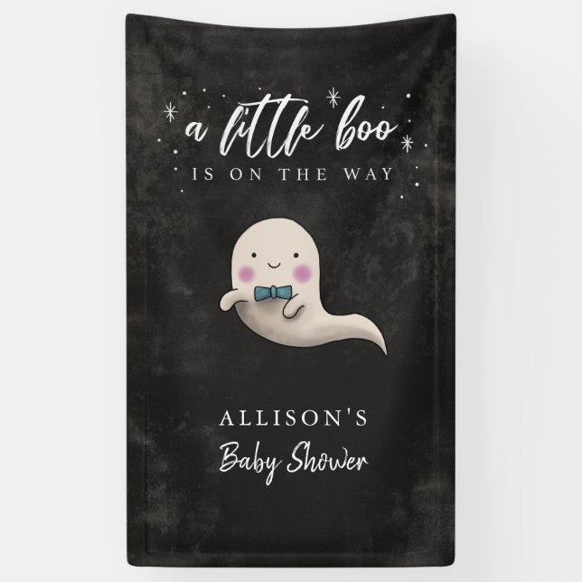 Spooky Little Boo Boy Baby Shower Banner (Vertical)