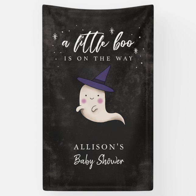 Spooky Little Boo Girl Baby Shower Banner (Vertical)