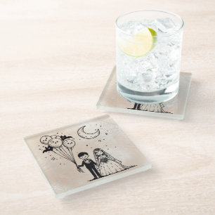 Spooky Little Couple Glass Coaster