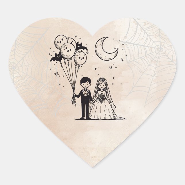 Spooky Little Couple Heart Sticker (Front)
