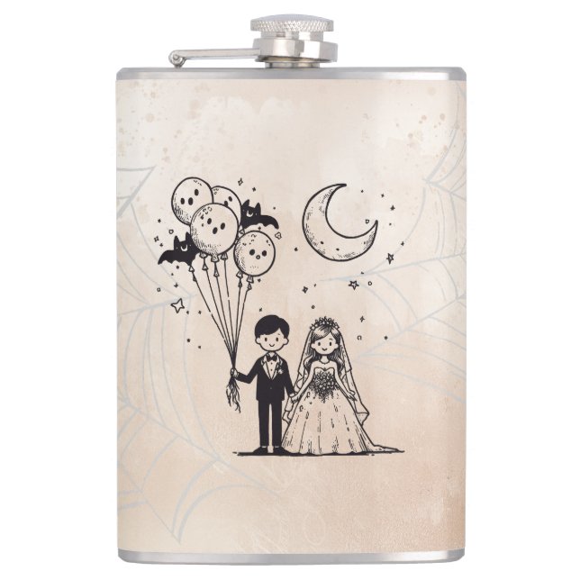 Spooky Little Couple Hip Flask (Front)