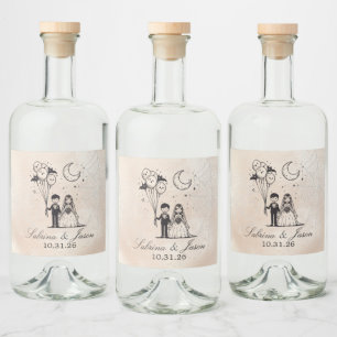 Spooky Little Couple Liquor Bottle Label