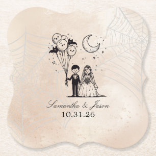 Spooky Little Couple Paper Coaster