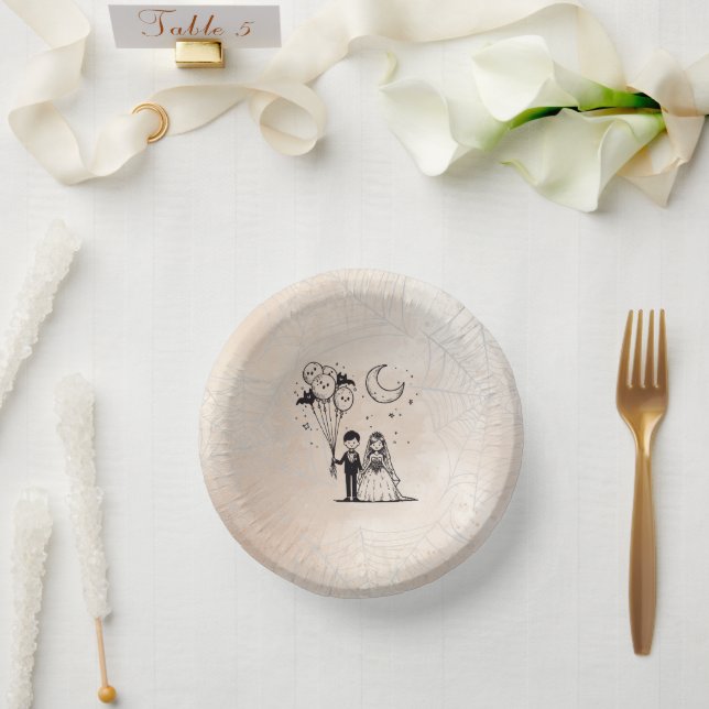 Spooky Little Couple Paper Plate (Wedding)
