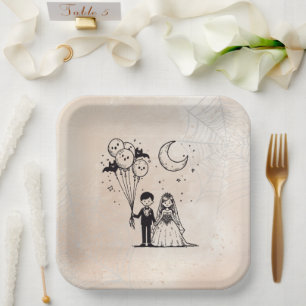 Spooky Little Couple Paper Plate