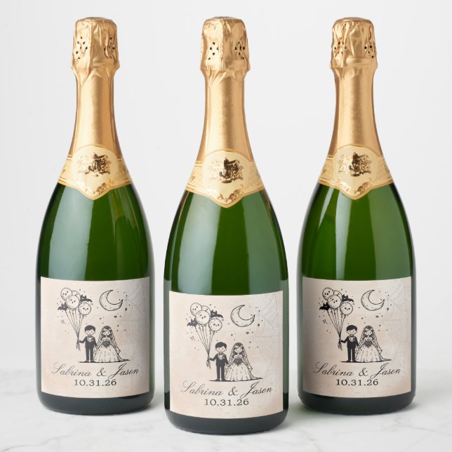 Spooky Little Couple Sparkling Wine Label (Bottles)