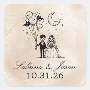 Spooky Little Couple Square Sticker