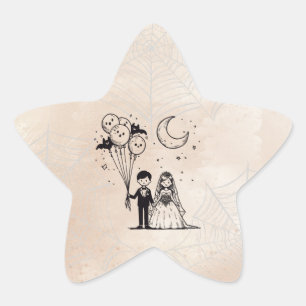 Spooky Little Couple Star Sticker