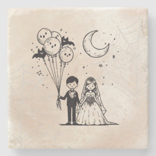 Spooky Little Couple Stone Coaster
