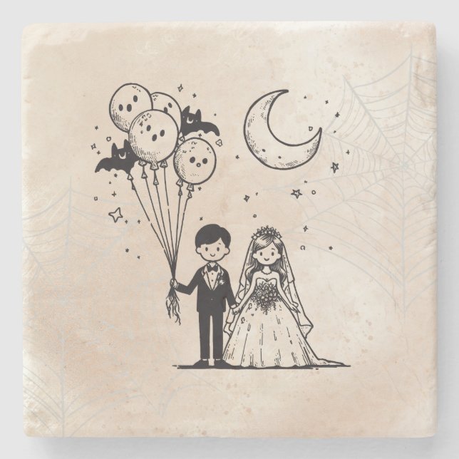 Spooky Little Couple Stone Coaster (Front)