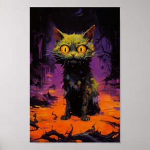 Spooky Little Halloween Cat Poster