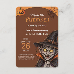 Spooky Little Pumpkin Birthday Invitation Vampir