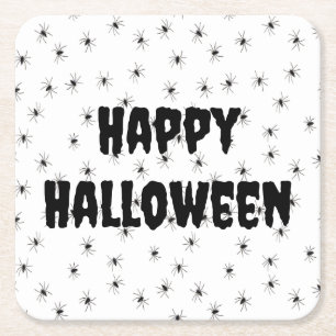 Spooky Little Spiders All Over Halloween Square Paper Coaster