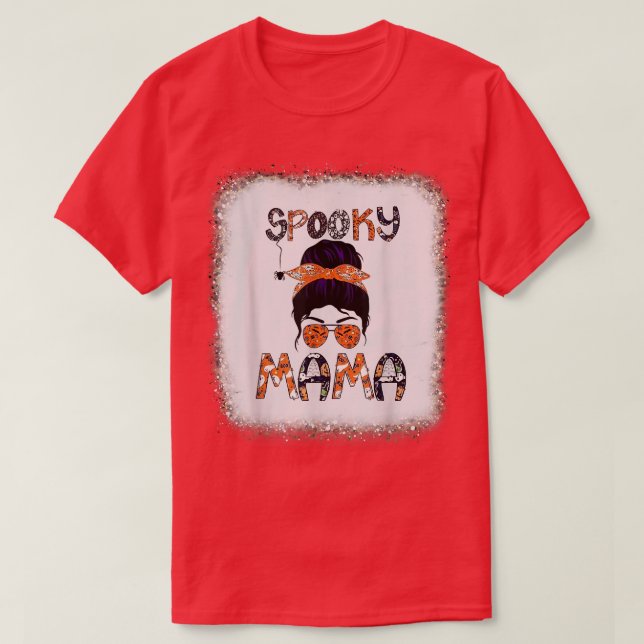 Spooky Mama, Boy Girl Party Scary Horror Leopard B T-Shirt (Design Front)