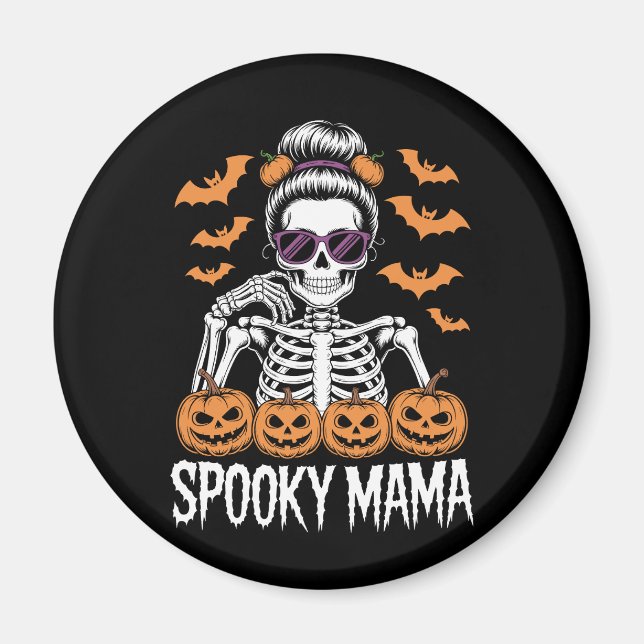 Spooky Mama Cool Halloween Skeleton Magnet (Front)
